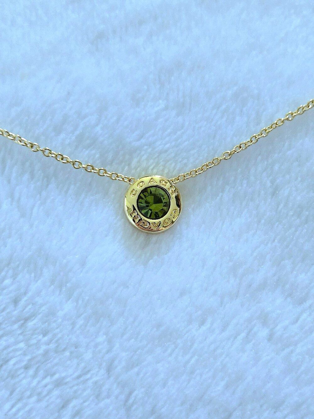 Coach Raised Gold💛 Slider Disc💿 Pendant Necklace - NIB